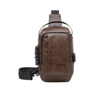 Sac de Poitrine Sac à bandoulière Vintage en PU for Homme, résistant et antivol, avec Verrouillage par Mot de Passe, idéal for Les Voyages Quotidiens étanches(Brown)