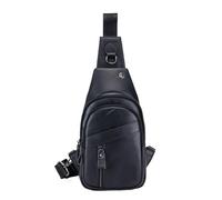 Sac de Poitrine Sac de Poitrine en Cuir for Hommes, Sac Voyage Vintage avec Poche zippée, Messager à bandoulière(Black)