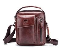 Sac de Poitrine, Sac en Bandoulière en Cuir Vntage D'affaire Poche pour Voyage Randonnée Sport Travail ou vie scolaire loisirs ou sac polyvalent Marron foncé