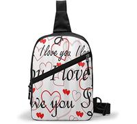 Sac de Poitrine Saint Valentin Conception Coeurs Rouges Je t'aime, Sacs à Bandoulière Multifonctionnel Bandoulière Sac à Dos Imperméable Voyage Randonnée