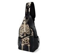 Sac de poitrine squelette posant pour photos Sac à bandoulière pour homme Sac banane pour femme Sac à dos à bandoulière pour voyage, blanc, 20,3 x 10,2 x 38,1 cm, blanc, 8x4x15 Inches