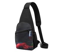 Sac de poitrine tactique imprimé lunettes de vin rouge, sac de poitrine sac de course, sac banane, sac poitrine de cyclisme, noir, taille unique, multicolore, Taille unique, Sacs à dos Sling