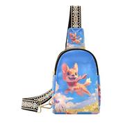 Sac de poitrine tendance pour chien style chibi mignon marron pour sac à bandoulière imperméable pour la randonnée, Chibi style dessin animé mignon chien marron, 1 size