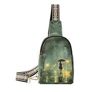 Sac de poitrine tendance pour femme avec parapluie de pluie et sac à bandoulière antivol pour les voyages, parapluie de beauté de nuit de pluie, taille 1, Parapluie de beauté pour la nuit de, 1 size
