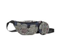 Sac de Poitrine Tendance; Sac Banane décontracté à Fermeture éclair en | Sac bandoulière tendance ours kawaii, toile haute capacité pour voyages et loisirs quotidiens (bleu foncé avec porte-monnaie)