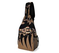Sac De Poitrine Tête Et Griffe d'ours Amérindien Bandoulière Sac Loisir Casual Sacoche Porte Epaule, pour Office, Voyage, Sports