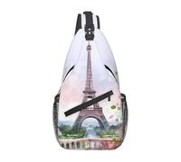 Sac De Poitrine Tour Eiffel De Paris avec des Fleurs Sac À Dos À Bandoulière avec Bretelles Réglables Femme Sacs Poitrine, pour Camping, Cyclisme, Randonnée, Excursion