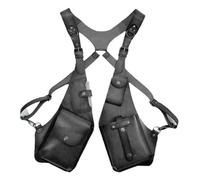Sac de poitrine unisexe d'inspiration punk, léger, en cuir PU, accessoire de voyage, usage quotidien, bandoulière réglable, sac à bandoulière steampunk rétro sous les bras, Noir , One Size