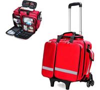 Sac de premiers secours portable, sac de transport médical professionnel de grande capacité avec roulettes et séparateur intérieur, sac de traumatisme étanche et durable pour EMT, EMS, ambulanciers