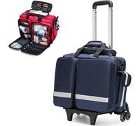 Sac de premiers secours portable, sac de transport médical professionnel de grande capacité avec roulettes et séparateur intérieur, sac de traumatisme étanche et durable pour EMT, EMS, ambulanciers