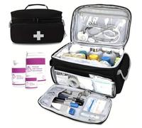 Sac de premiers secours, sac de guérison 11 x 8 x 7 pouces avec poignée et multi-compartiments, organisateur médicaments voyage capacité, organisateur pilules pour la maison, les v