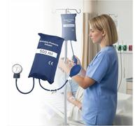 Sac de pression portable de 500 ml - Manchette de fluides IV avec jauge et pompe pour une utilisation d'urgence et clinique, matériau composite en nylon durable (bleu)