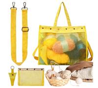 Sac de projet de tricot - 50,0 cm Sac en maille transparente pour fil à tricoter Grand organisateur de rangement au crochet transparent, sac de bricolage portable, sac à tricoter indispensable pour