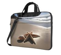 Sac de protection pour ordinateur portable avec imprimé étoile de mer, coquillage, plage de sable, sac polyvalent, sac d'ordinateur souple, pour femmes et hommes, unique, Noir/blanc, 13 inch