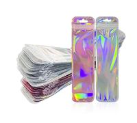Sac de Rangement 100 Pièces - Emballage Holographique en Papier d'Aluminium, Ziplock Refermable et Thermoscellable pour le Stockage des Aliments (5,5 x 22 cm)