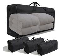 Sac de Rangement, 4 Pièces Housse de Rangement de 210 L, Sac Demenagement Grand Format En Matériau Oxford pour Déménagement Vêtements, Couettes, Linge, Literie avec Fermetures Éclair