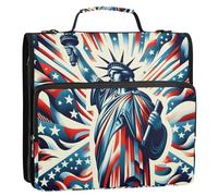 Sac de rangement à 3 anneaux avec fermeture éclair et bandoulière pour l'école et le bureau Motif statue de la Liberté