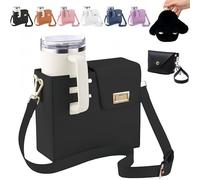 Sac de rangement à bandoulière portable pour tasse d'eau compatible avec Stanley et la plupart des bouteilles d'eau | Comprend un porte-monnaie et un porte-clés lapin en peluche | Support à