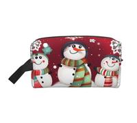 Sac de rangement à fermeture éclair avec imprimé bonhomme de neige et inscription Merry Christmas pour accessoires de voyage, trousse de toilette, trousse de toilette portable