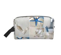 Sac de rangement à fermeture éclair avec imprimé étoile de mer et phare, accessoires de voyage, trousse de toilette, trousse de toilette portable