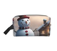 Sac de rangement à fermeture éclair avec motif bonhomme de neige de Noël, accessoires de voyage, trousse de toilette, trousse de toilette portable