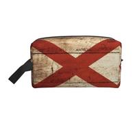 Sac de rangement à fermeture éclair avec motif drapeau de l'État de l'Alabama sur vieux grain de bois imprimé carte postale sac de rangement pour accessoires de voyage, trousse de toilette portable