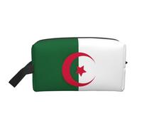 Sac de rangement à fermeture éclair imprimé drapeau de l'Algérie pour accessoires de voyage, trousse de toilette portable