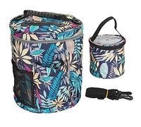 Sac de rangement Ajunjiil, pour une utilisation polyvalente, 2pcs set, 600d oxford tissu matériau, conception d'impression, poches multiples, sangle à main, emballage de forme de (Feuilles bleues)