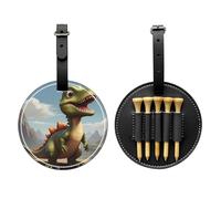 Sac de rangement amusant pour tees de golf imprimé petit dinosaure noir - pour homme uniquement, matériau PU durable, facile à transporter, améliore l'expérience de golf