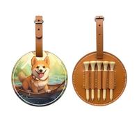 Sac de rangement amusant Shiba Inu marron pour tee de golf multifonction, pour homme, matériau PU durable
