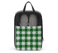 Sac de rangement anti-poussière pour chaussures de golf Motif carreaux verts et blancs avec trèfles pour la Saint-Patrick