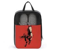 Sac de rangement anti-poussière pour chaussures de golf Motif cheval de trot sur fond rouge