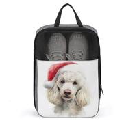 Sac de rangement anti-poussière pour chaussures de golf Motif chien blanc aquarelle portant un chapeau de Père Noël