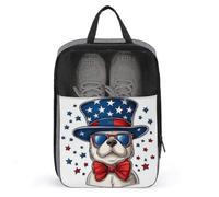 Sac de rangement anti-poussière pour chaussures de golf Motif chien patriotique Blanc