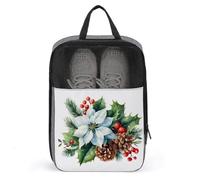 Sac de rangement anti-poussière pour chaussures de golf Motif fleurs de Noël Blanc houx fruits rouges pommes de pin