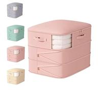Sac de rangement auto-compressant Hueborne for couettes - Grand sac de compression triple couche, compact et sans vide, for literie, couettes et doudounes(Pink)