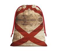 Sac de rangement avec drapeau de l'État de l'Alabama sur vieux grain de bois pour cartes postales de Noël, fête d'anniversaire, fournitures de vacances, il peut également être utilisé pour le