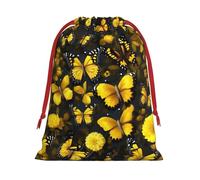 Sac de rangement avec fleurs jaunes et papillons - Pour fête d'anniversaire ou de vacances - Peut également être utilisé pour le rangement quotidien