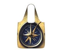 Sac de rangement avec impression de navigation La loi de la boussole | Sacs d'épicerie réutilisables pliables en polyester léger et lavable Grand sac fourre-tout pour le shopping quotidien
