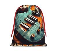 Sac de rangement avec motifs de guitare musicale pour Noël, fête d'anniversaire, fournitures de vacances, il peut également être utilisé pour le rangement quotidien