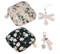 Sac De Rangement Brodé Marguerite 2 Pièces Et 2 Porte-Clés, Joli Sac De Rangement, Sac À Main Portable, Sac De Rangement Pour Femmes