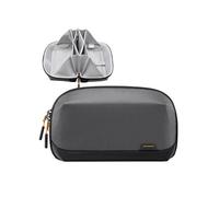 Inateck Ouverture à 180° Sac de Rangement Câbles,Organisateur d'accessoires électroniques avec poignée,Pochette de Gadgets Tech Pouch, résistant aux éclaboussures étui de Transport, Gris