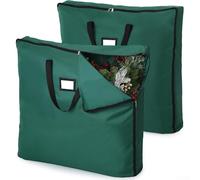 Sac de rangement carré de 76,2 cm pour couronne de vacances avec poignées fabriqué à partir de tissu Oxford 600D robuste pour un rangement sécurisé des décorations saisonnières (vert)