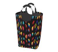Sac de rangement carré en plumes de perroquet de 50 L, adapté à plusieurs scènes, panier de rangement pliable pour vêtements sales.
