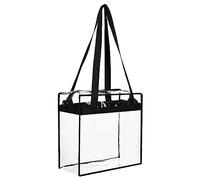Sac de rangement carré transparent en PVC de grande capacité, sac de rangement de voyage, sac à main à bandoulière portable pour femme, Noir , Taille unique