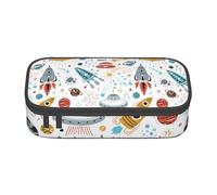 Sac de rangement classique imprimé peau de serpent pour bureau d'affaires, trousse à crayons, trousse à crayons, trousse de maquillage, Cartoon Rockets, One Size