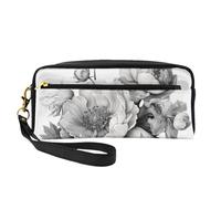 Sac de rangement cosmétique portable en cuir graphite floral, sac de rangement quotidien pour homme et femme, noir, One Size