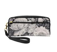 Sac de rangement cosmétique portable en cuir graphite floral, sac de rangement quotidien pour homme et femme, noir, One Size