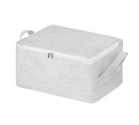 Sac de rangement de 30 l avec couvercle, pliable, cartons de déménagement, rangement de vêtements, sous le lit, avec poignées renforcées, pour couettes, literie, vêtements, jouets, gris