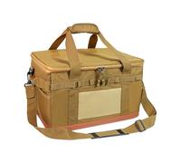 Sac de Rangement de Camping - 30L Travel Utensil Organizer, 600D Oxford Cloth | Sac en toile de gymnastique durable avec poches en maille, séparateurs réglables pour équipement de plein air, âme, Kaki